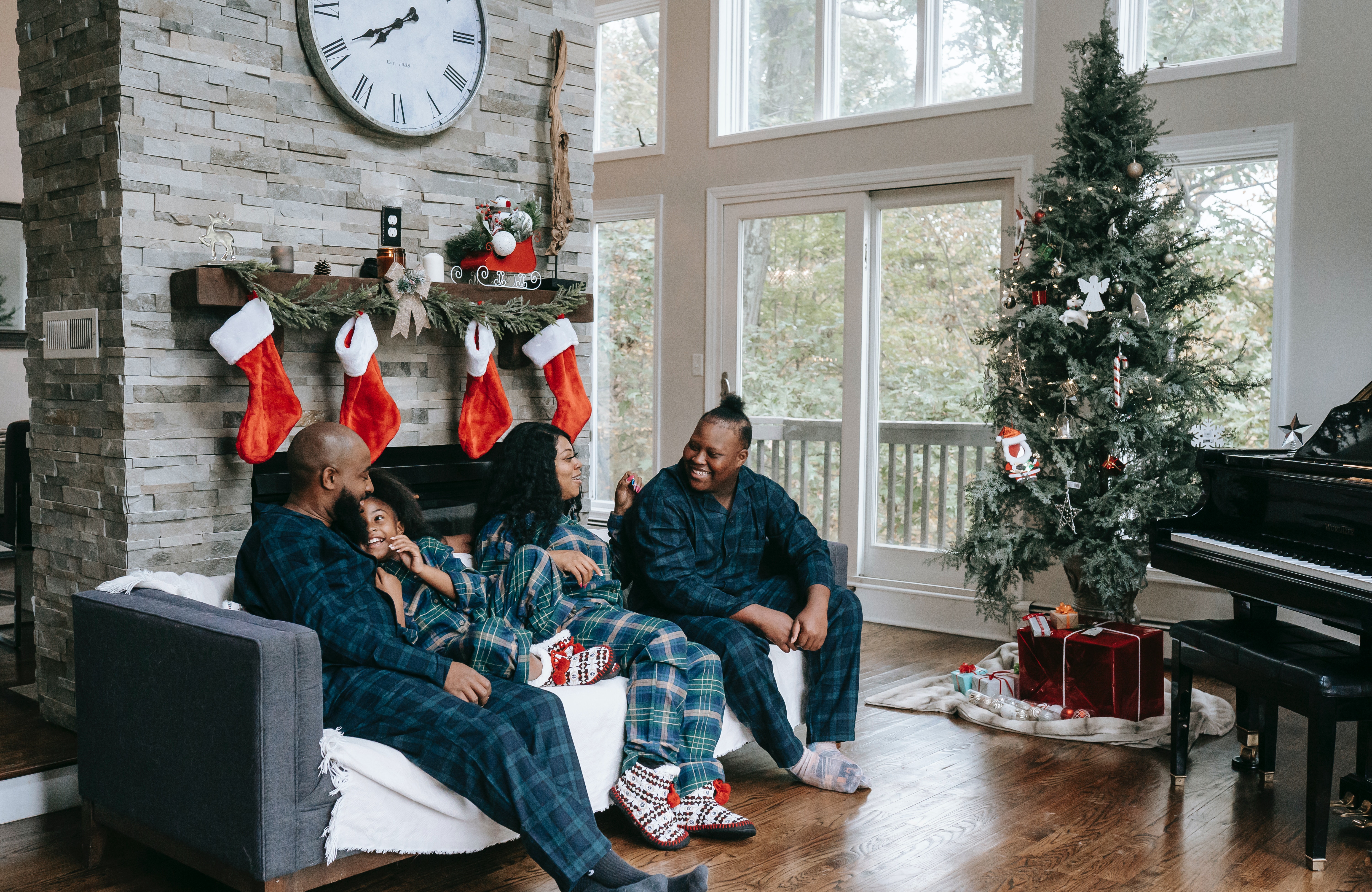 happy family enjoying each other's company on a Christmas morning