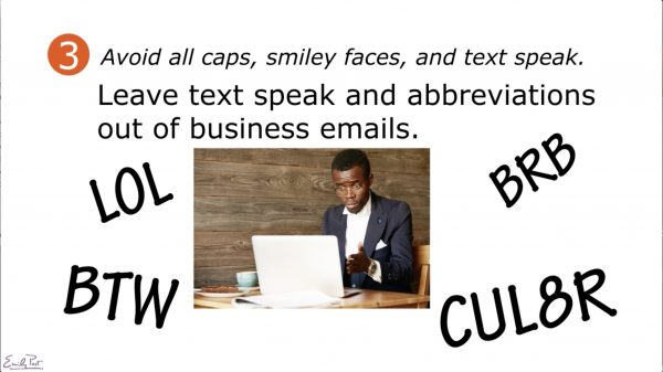 slide: photo of man typing with overlay text on tips for writing